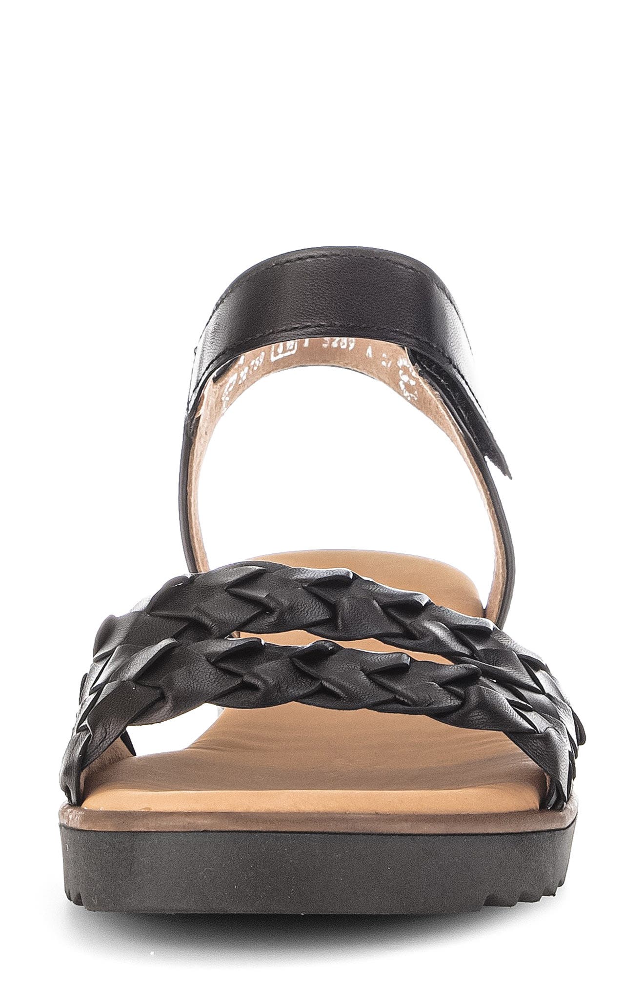 Gabor Ankle Strap Wedge Sandal, Alternate, color, Black