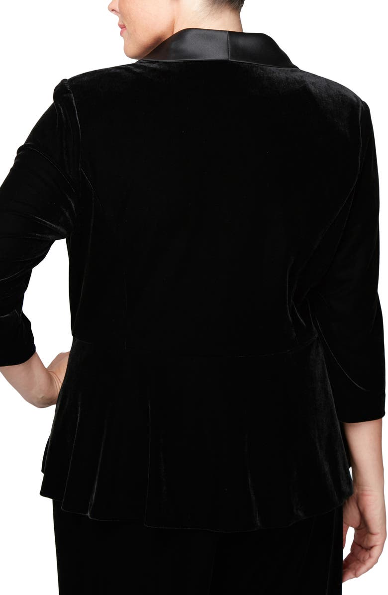 Alex Evenings Side Closure Velvet Jacket, Alternate, color, Black