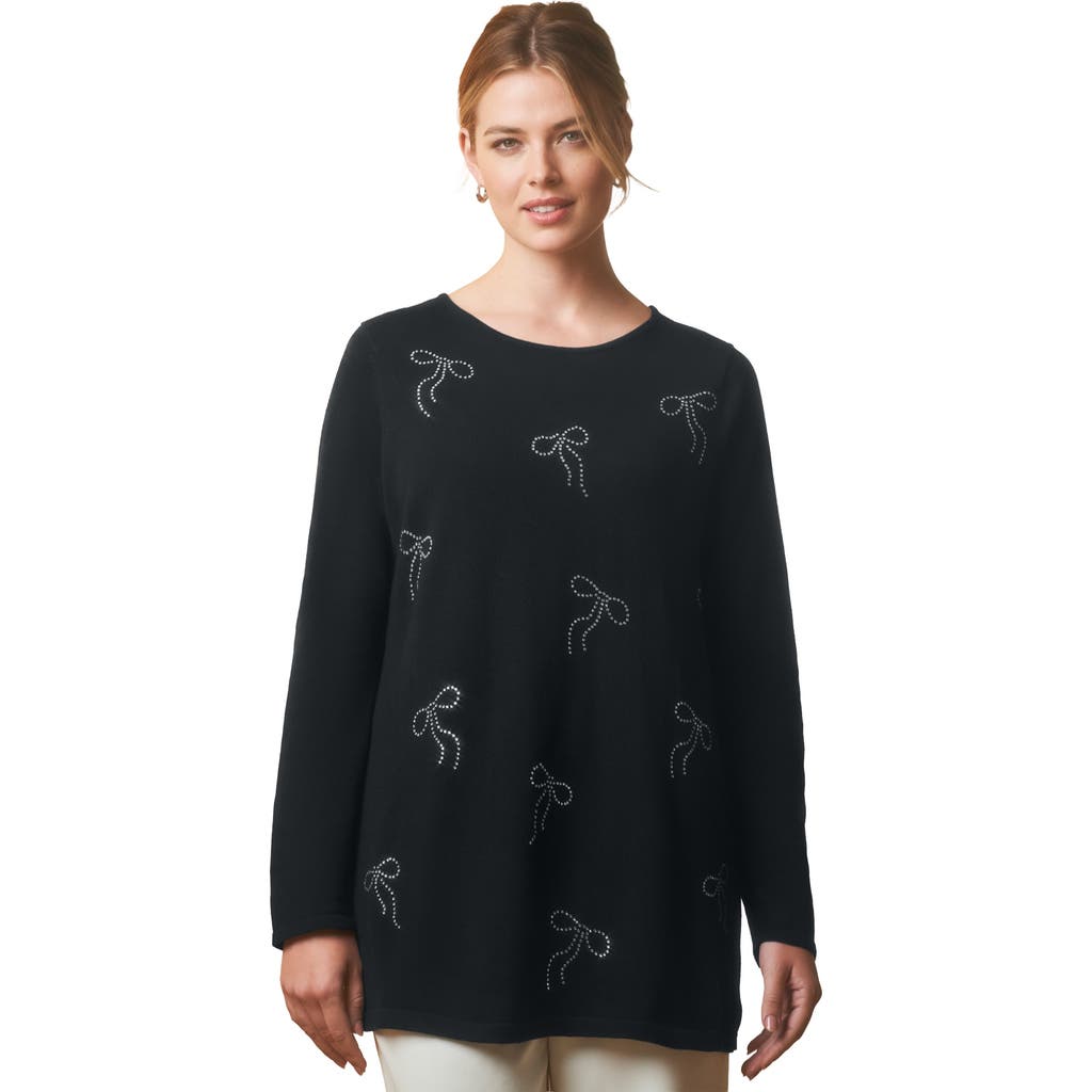 Jessica London Holiday Motif Pullover In Black