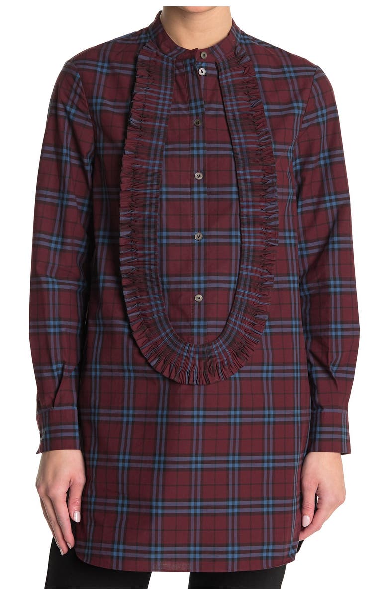 Burberry Laysan Ruffle Bib Shirt, Main, color, 