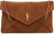 Saint Laurent Extra Large Cassandre Suede Pouch on a Chain