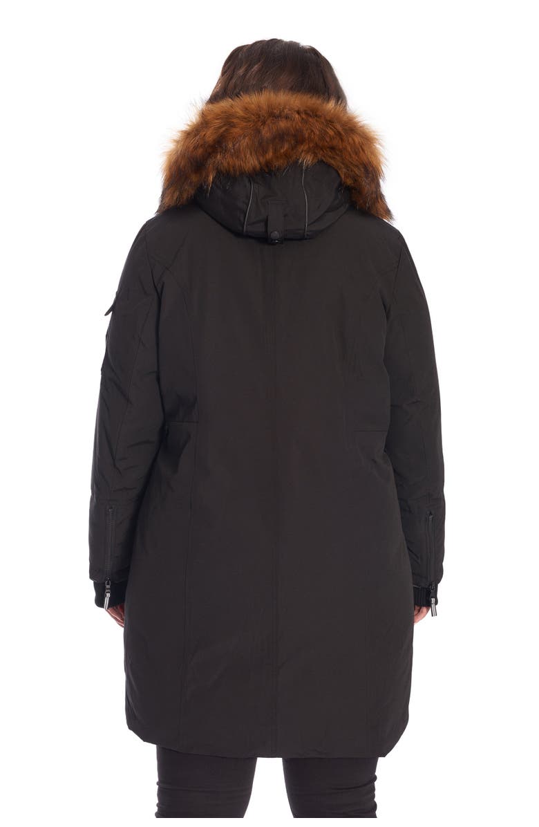 Alpine North LAURENTIAN PLUS SIZE - Vegan Down Long Parka Winter with Faux Fur Hood, Alternate, color, Black
