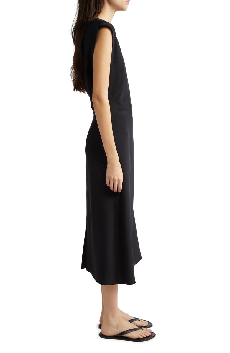 PARTOW Serena Silk Midi Dress, Alternate, color, Black