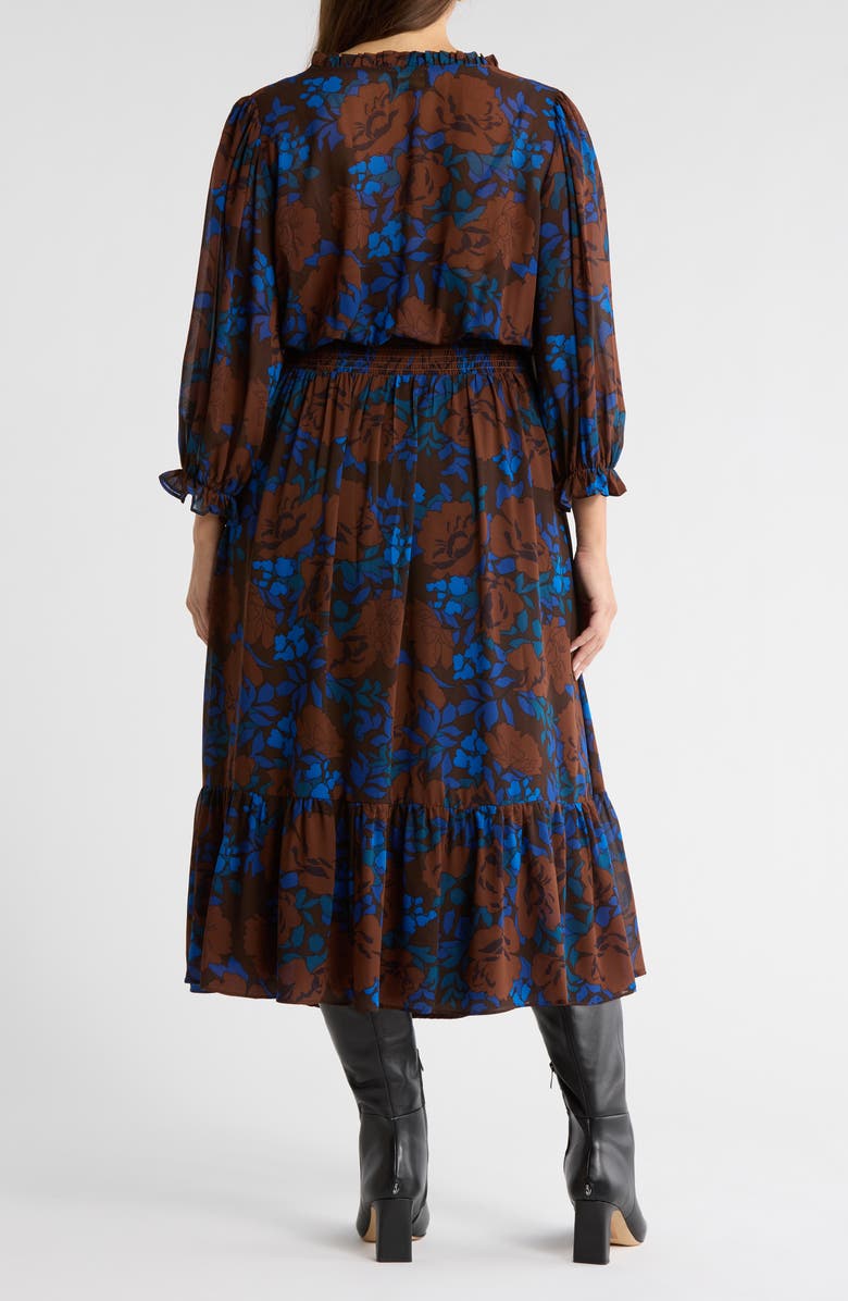 SUGARLIPS Lebanon Floral Ruffle Shirtdress, Alternate, color, Brown-Blu