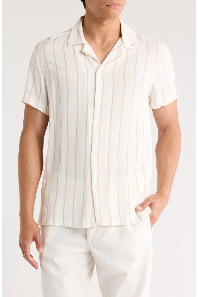 Stripe Viscose Camp Shirt, Main, color, WHITE KHAKI