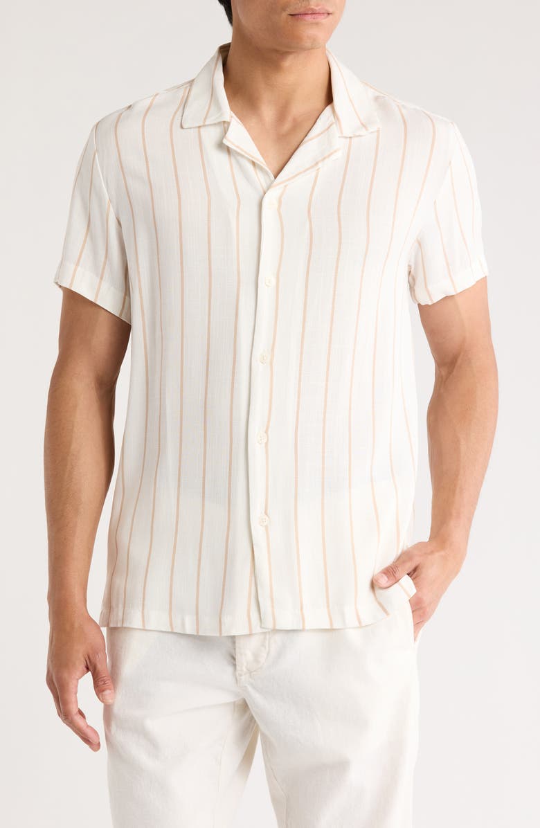 DENIM AND FLOWER Stripe Viscose Camp Shirt, Main, color,