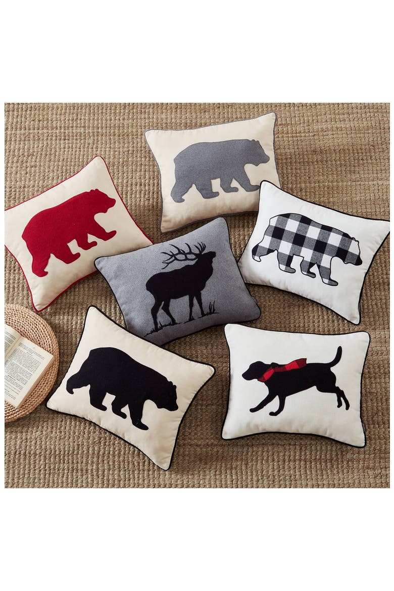 Bear Throw Pillow, Alternate, color, BLACK
