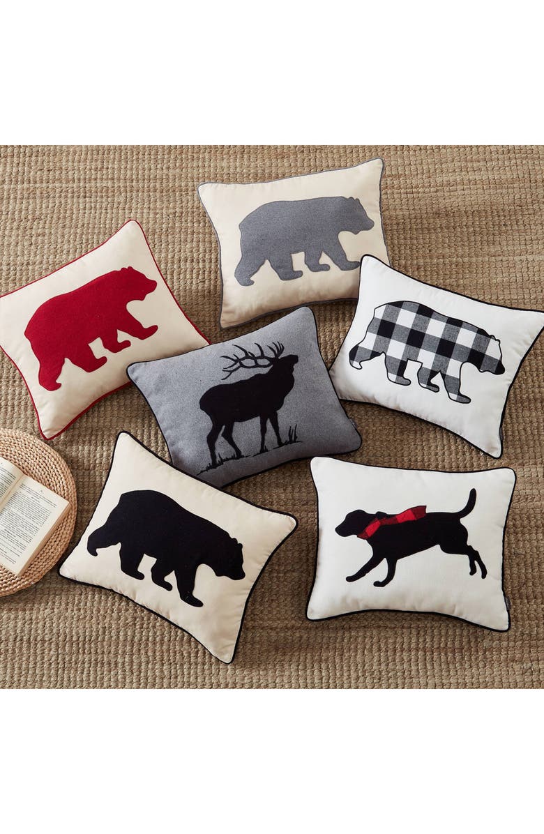 Eddie Bauer Bear Throw Pillow, Alternate, color, Black