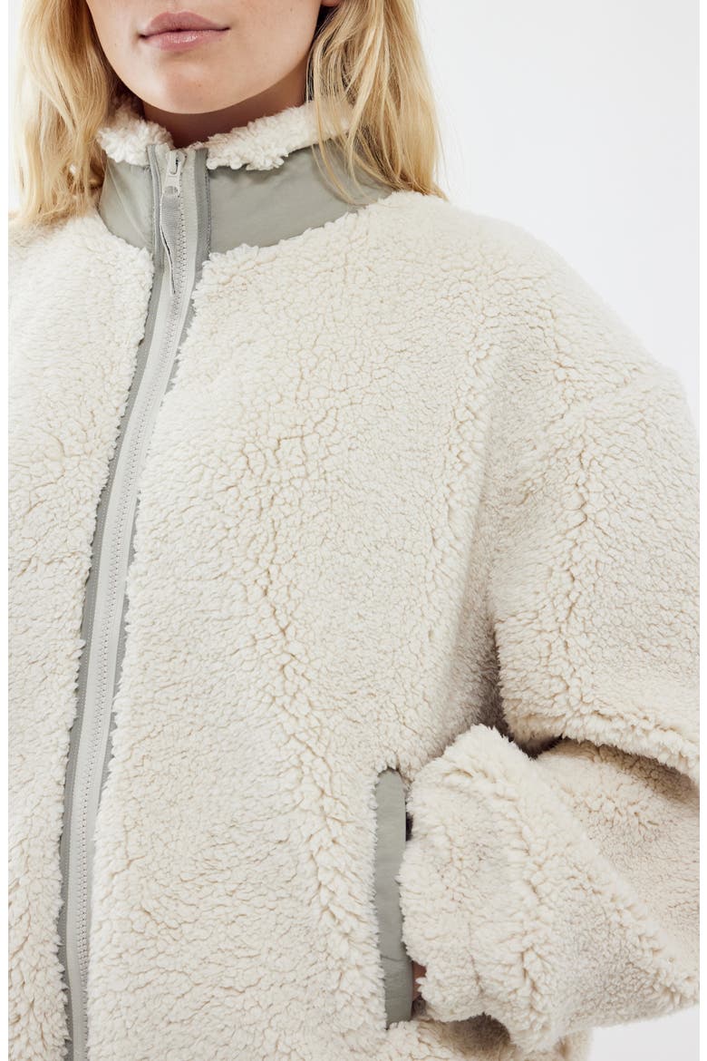 Boxy Fleece Jacket, Alternate, color, ECRU