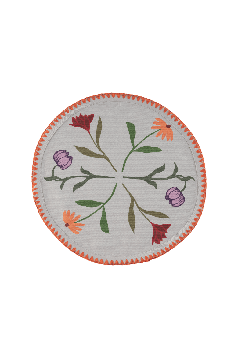 Round Placemats Picnic on the Meadow - Set of 6, Main, color, White