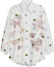 NIKKI LUND Emma Embellished Semisheer Button-Up Shirt