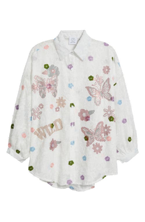 NIKKI LUND NIKKI LUND EMMA EMBELLISHED SEMISHEER BUTTON-UP SHIRT 