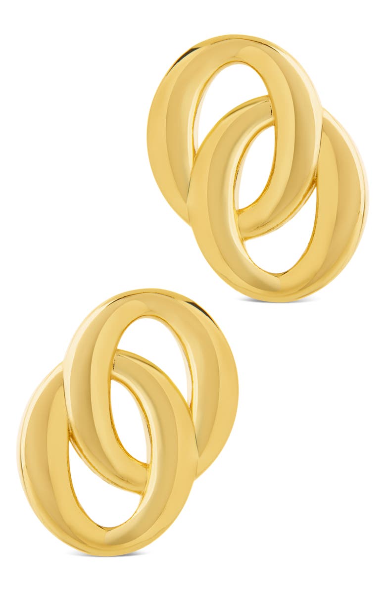 Sterling Forever Sibylle Interlocking Ring Stud Earrings, Alternate, color, Gold