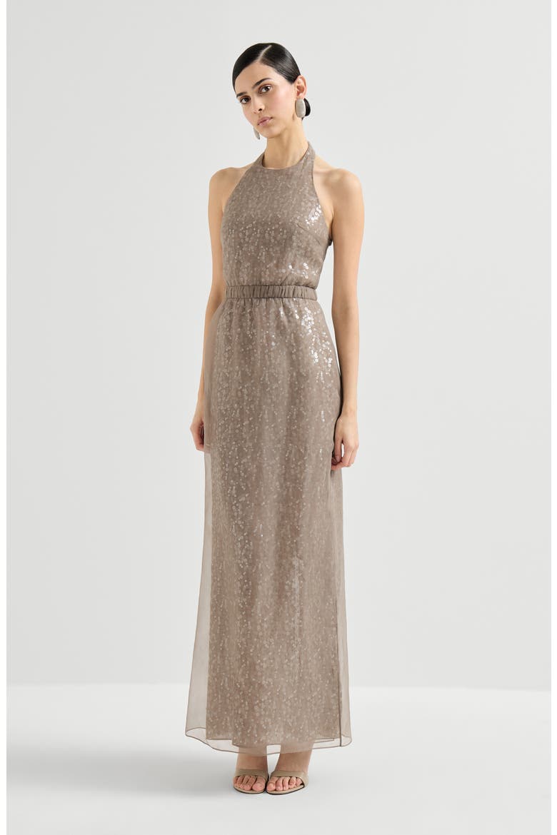 Dazzling embroidery halterneck dress, Main, color, Rope