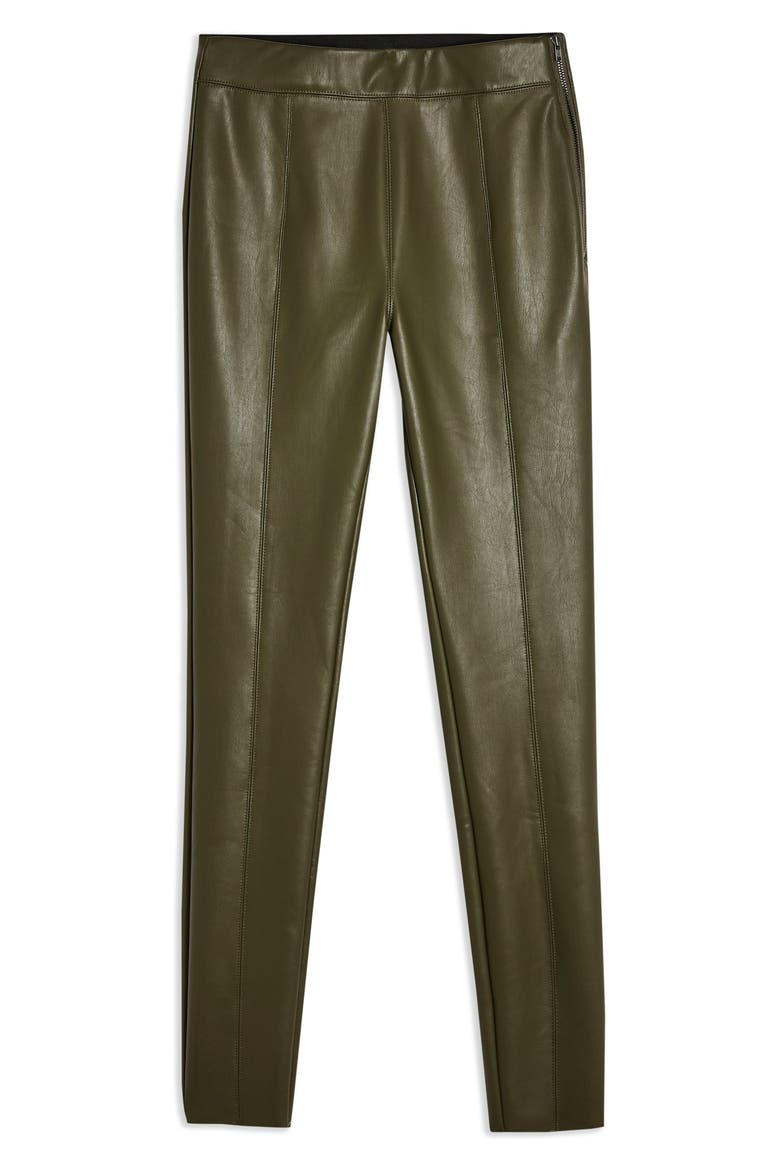 Piper Faux Leather Skinny Leggings, Alternate, color, OLIVE