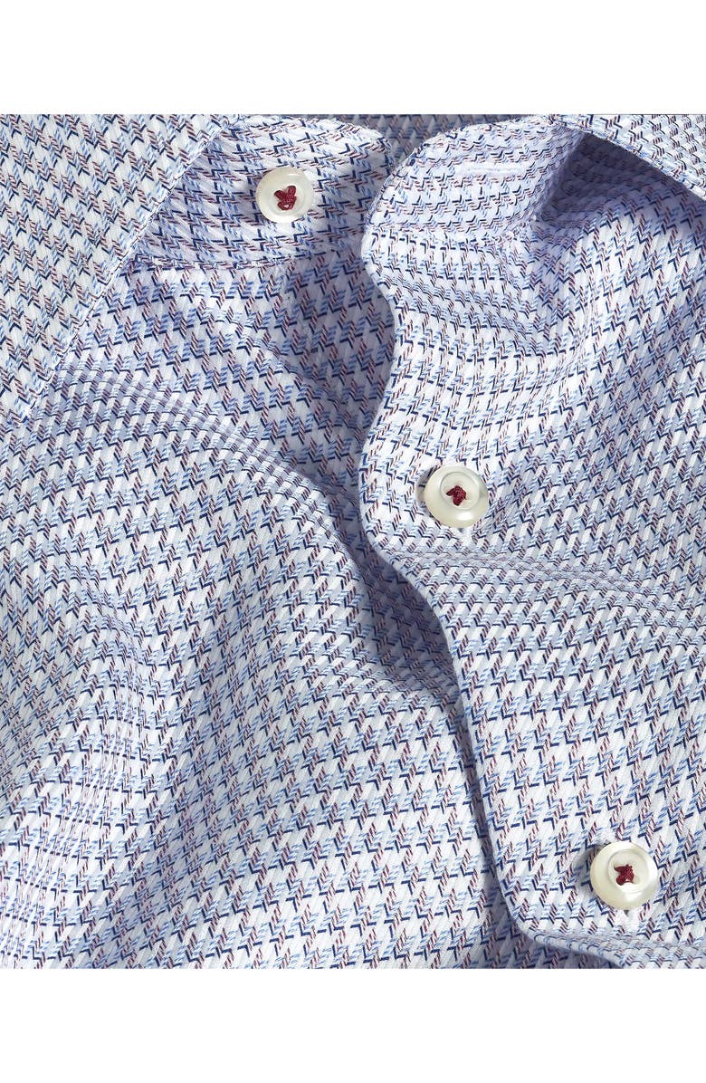 David Donahue Trim Fit Jaspé Check Twill Cotton Dress Shirt, Alternate, color, Blue/ Merlot