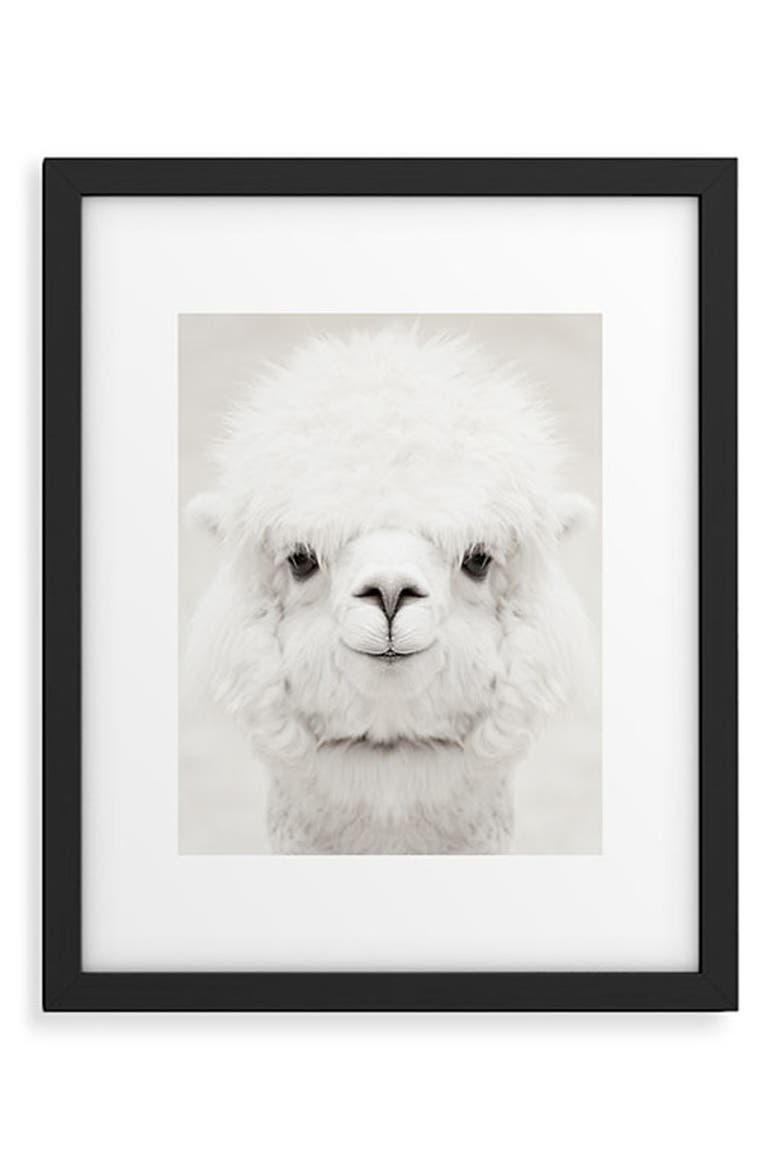 Monika Strigel - Smiling Alpaca Framed Art Print, Main, color, BLACK-WHITE