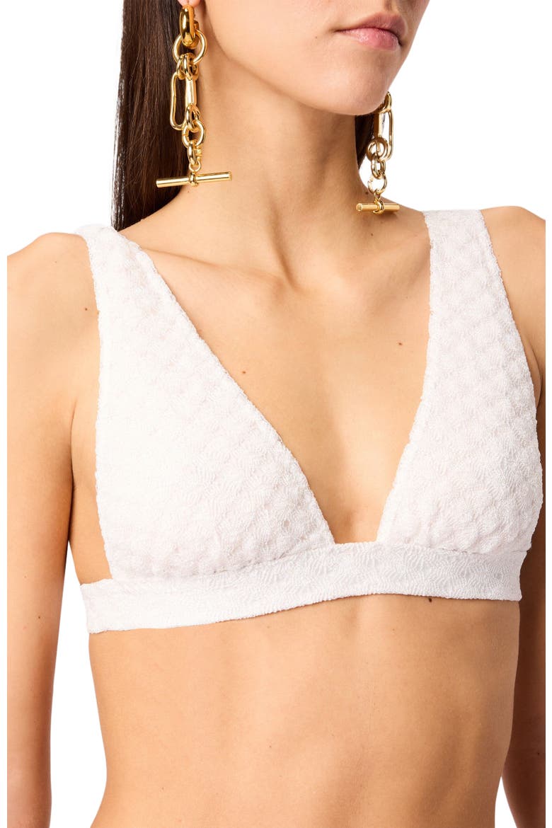 Bralette Bikini In Lamé Viscose With Raschel Workmanship, Alternate, color, White