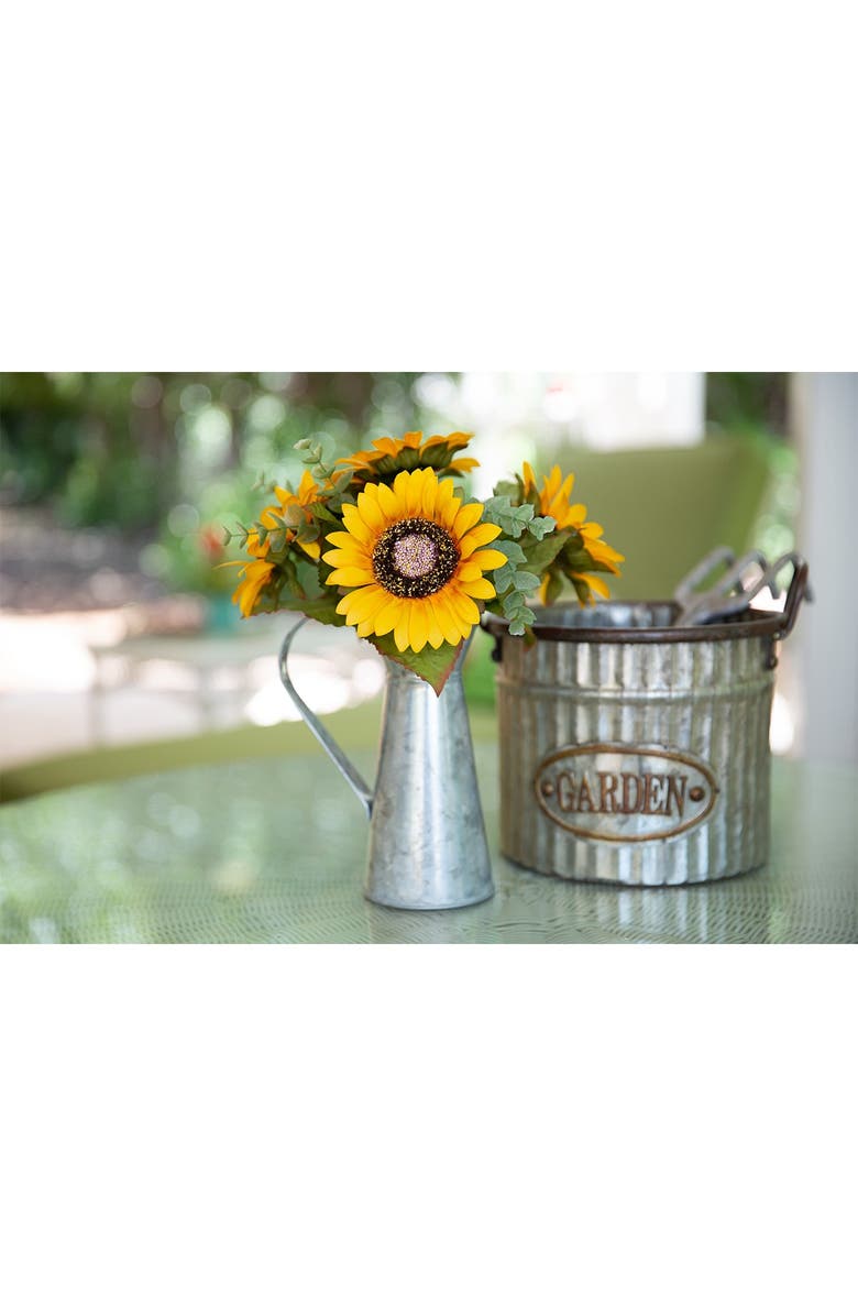 FLORA BUNDA 13" Tall Yellow Sunflowers in Watering Tin, Alternate, color,
