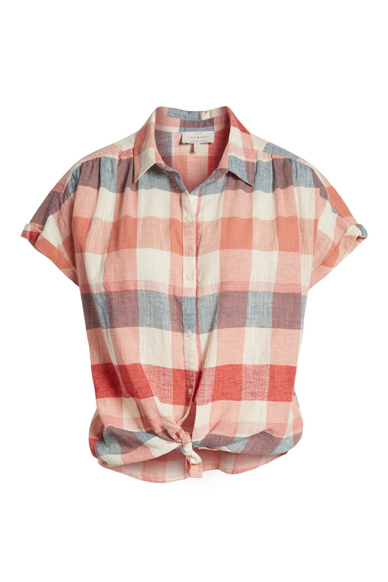 Plaid Short Sleeve Shirt, Alternate, color, RED MULTI