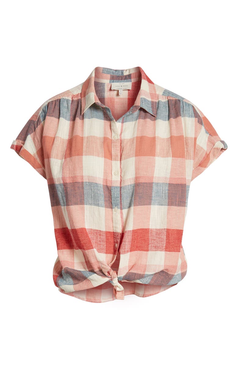 Lucky Brand Plaid Short Sleeve Shirt, Alternate, color, 