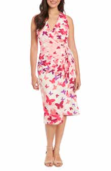 London Times Midi Wrap Dress