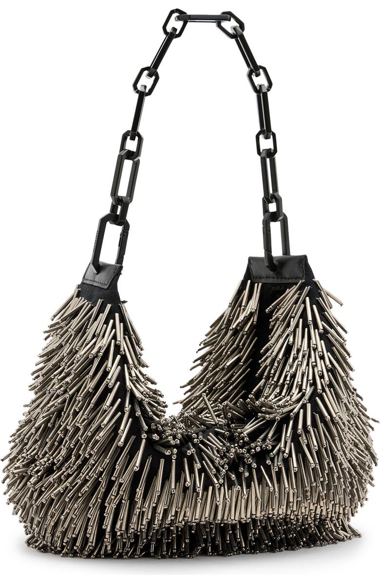 AllSaints Mini Madea Chain Handle Leather Handheld Bag, Alternate, color, Silver/ Silver