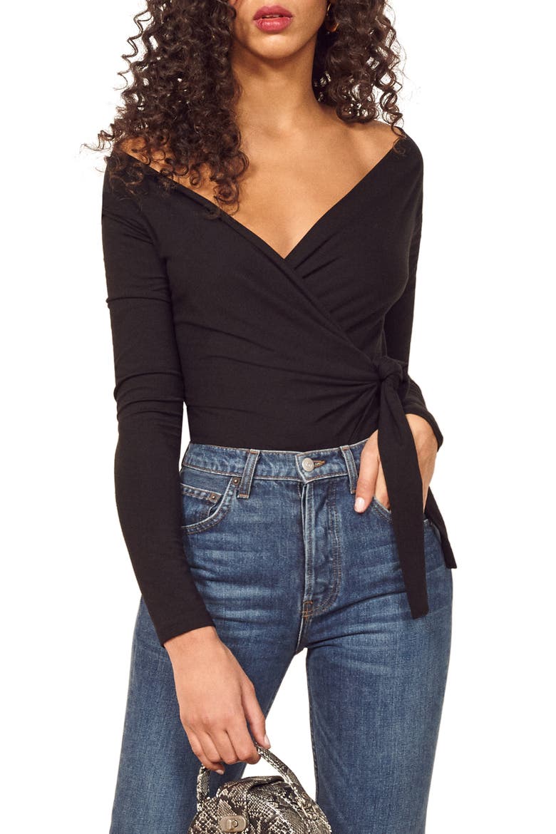 Cherie Wrap Top, Main, color, BLACK