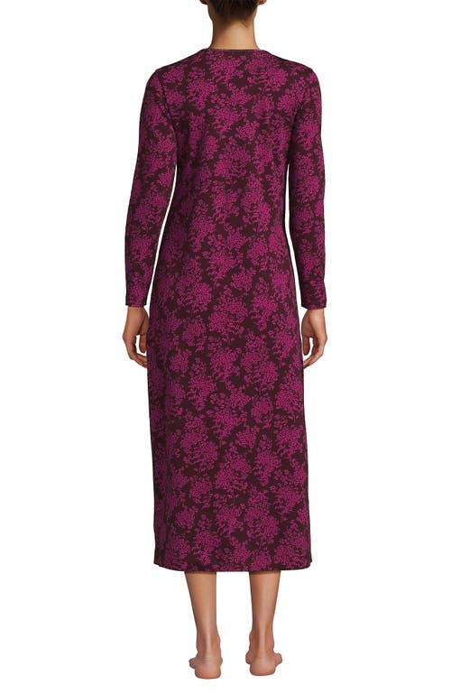 Lands' End Cotton Long Sleeve Midcalf Nightgown In Purple