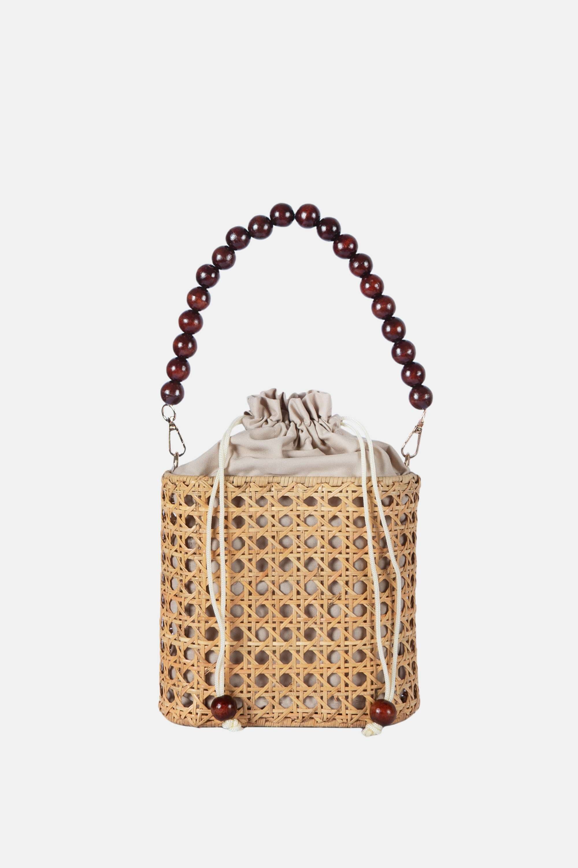 Amalfi Wood Bead Handle Cane Satchel Bag, Main, color, Natural/Wood Bead