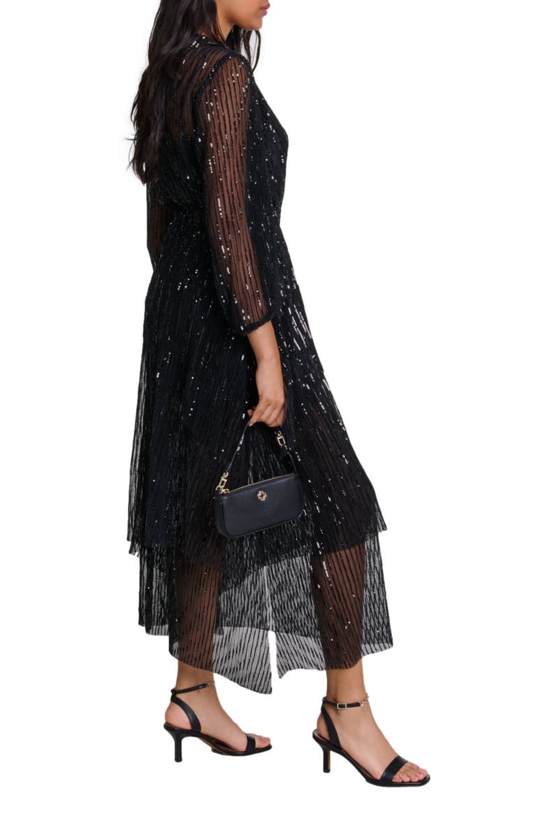 maje Sequin maxi dress, Alternate, color, 