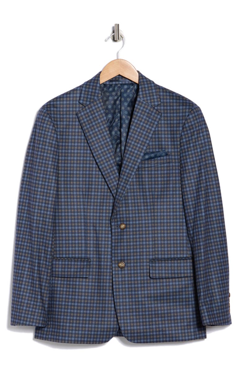Duchamp Slim Fit Plaid Sport Coat, Alternate, color, Navy