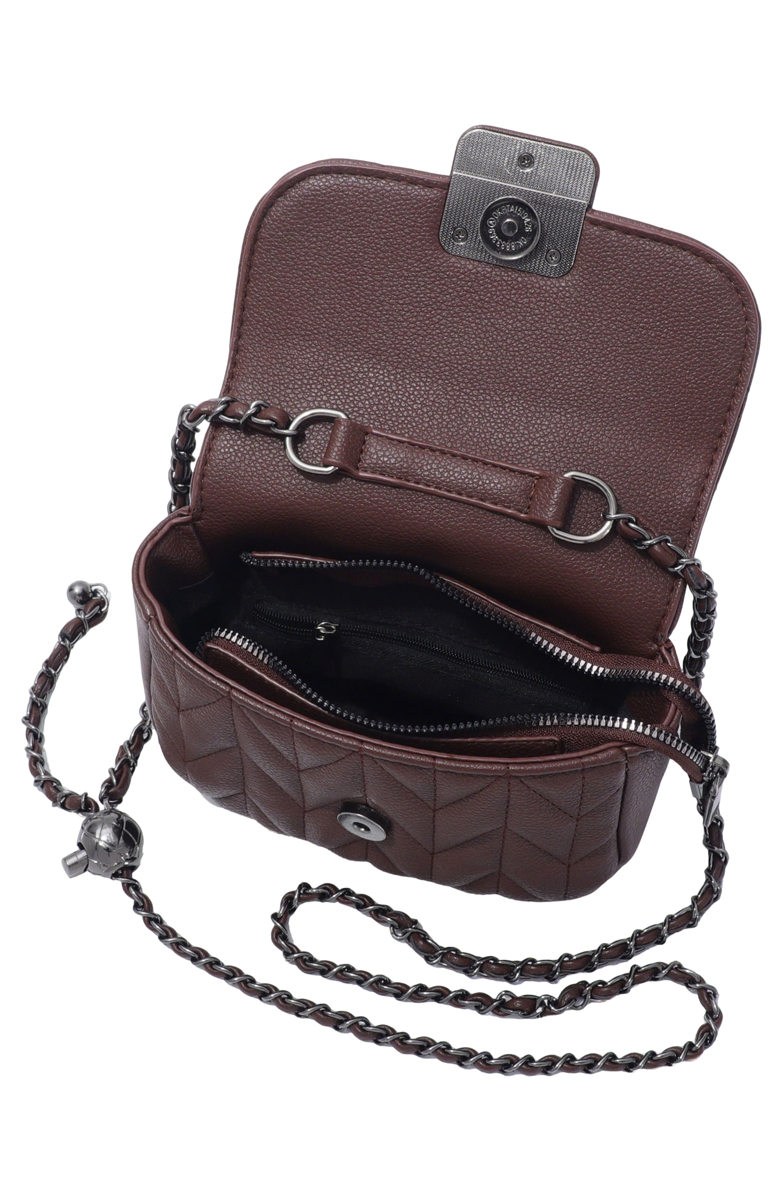 Quilted Faux Leather Shoulder Bag, Alternate, color, BROWN