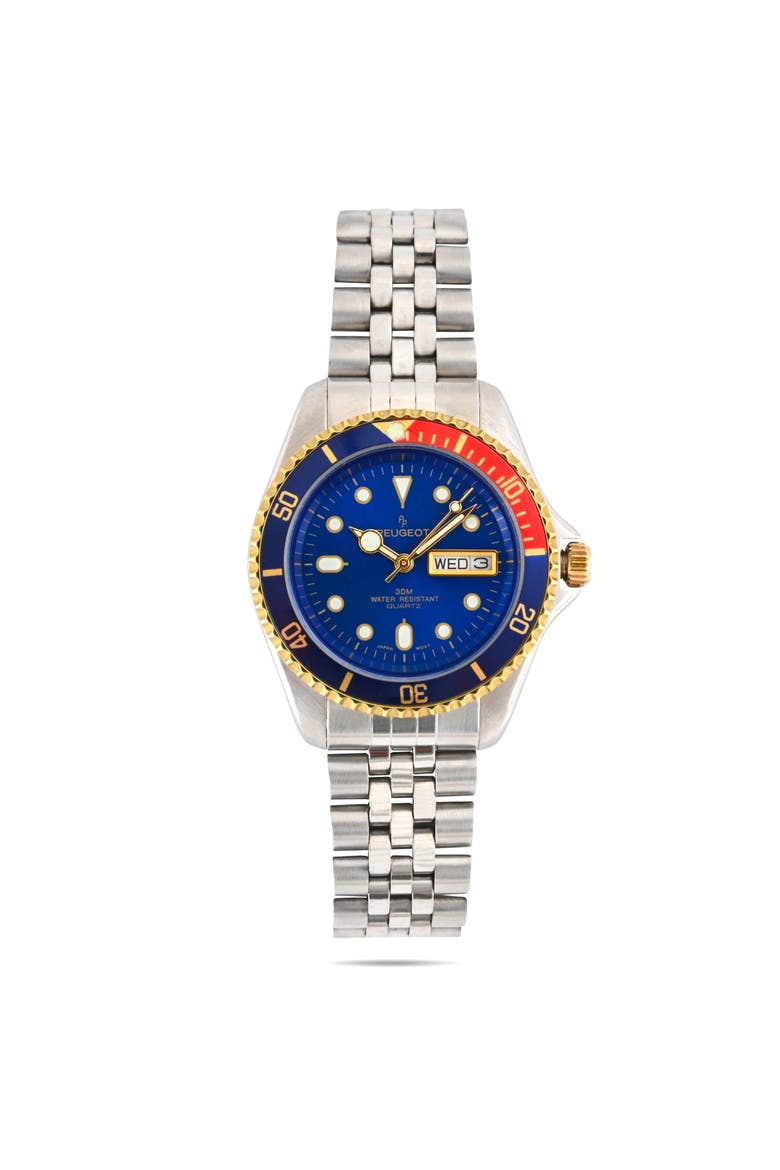 Sport Day Date Rotating Bezel Bracelet Watch- 40MM, Main, color, Blue