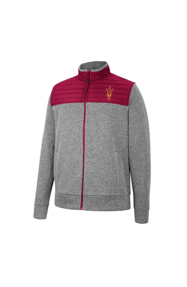 COLOSSEUM Men's Colosseum Gray/Maroon Arizona State Sun Devils Putter Herringbone Full-Zip Jacket, Alternate, color, Charcoal