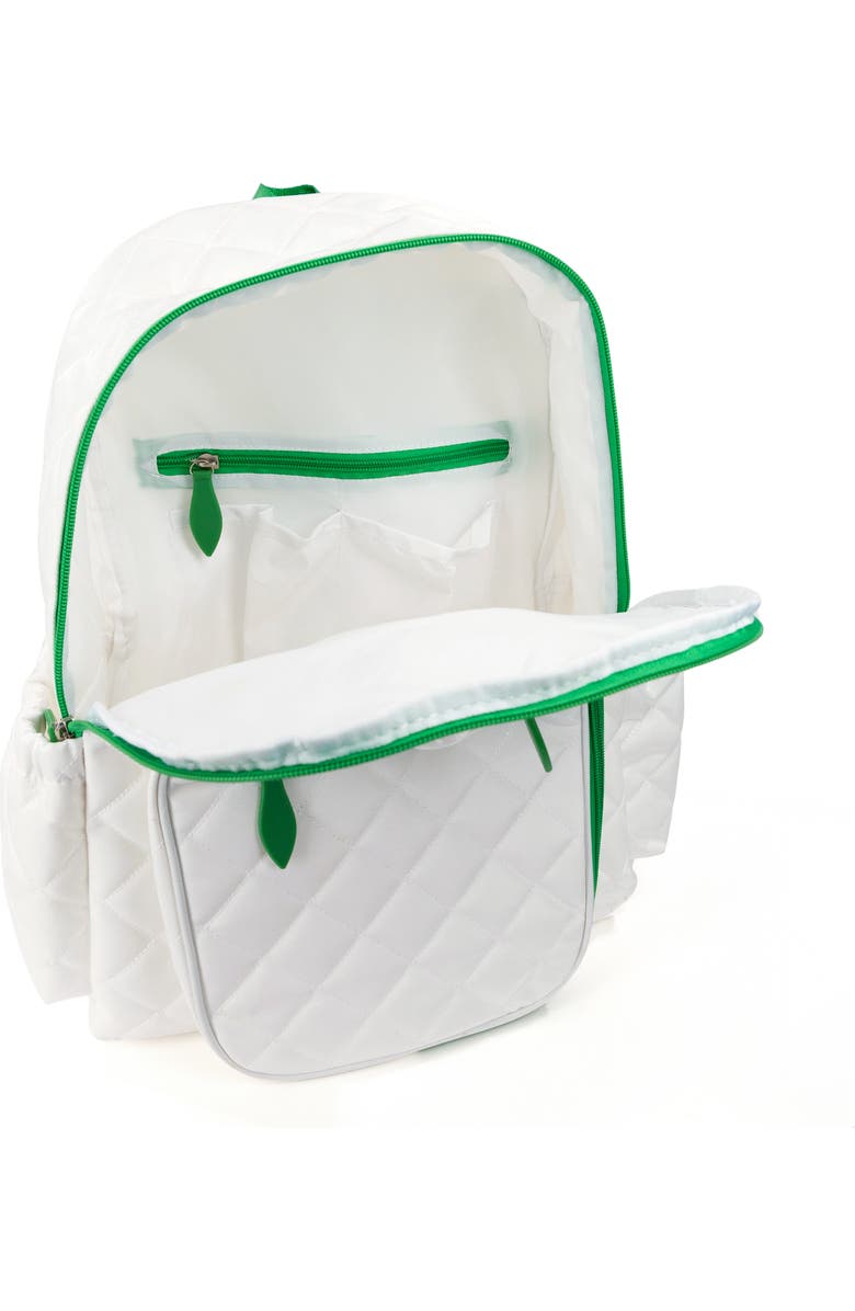 Ame & Lulu Pickleball Time Backpack, Alternate, color, Quilted White/Green