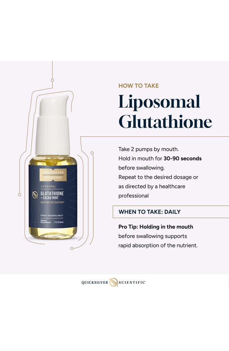 Quicksilver Scientific Liposomal Glutathione Cacao Mint Antioxidant Liquid Supplement, Alternate, color, Yellow