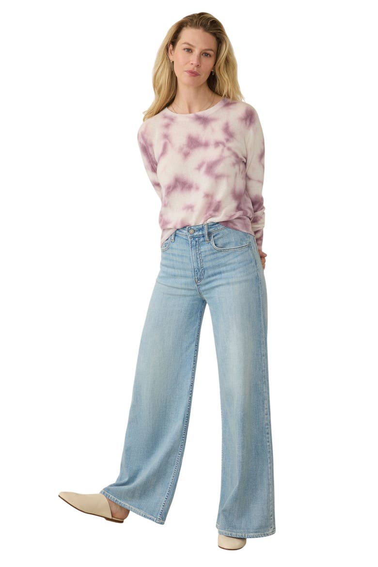 Cashmere Crewneck Sweater, Alternate, color, ORCHID TIE DYE