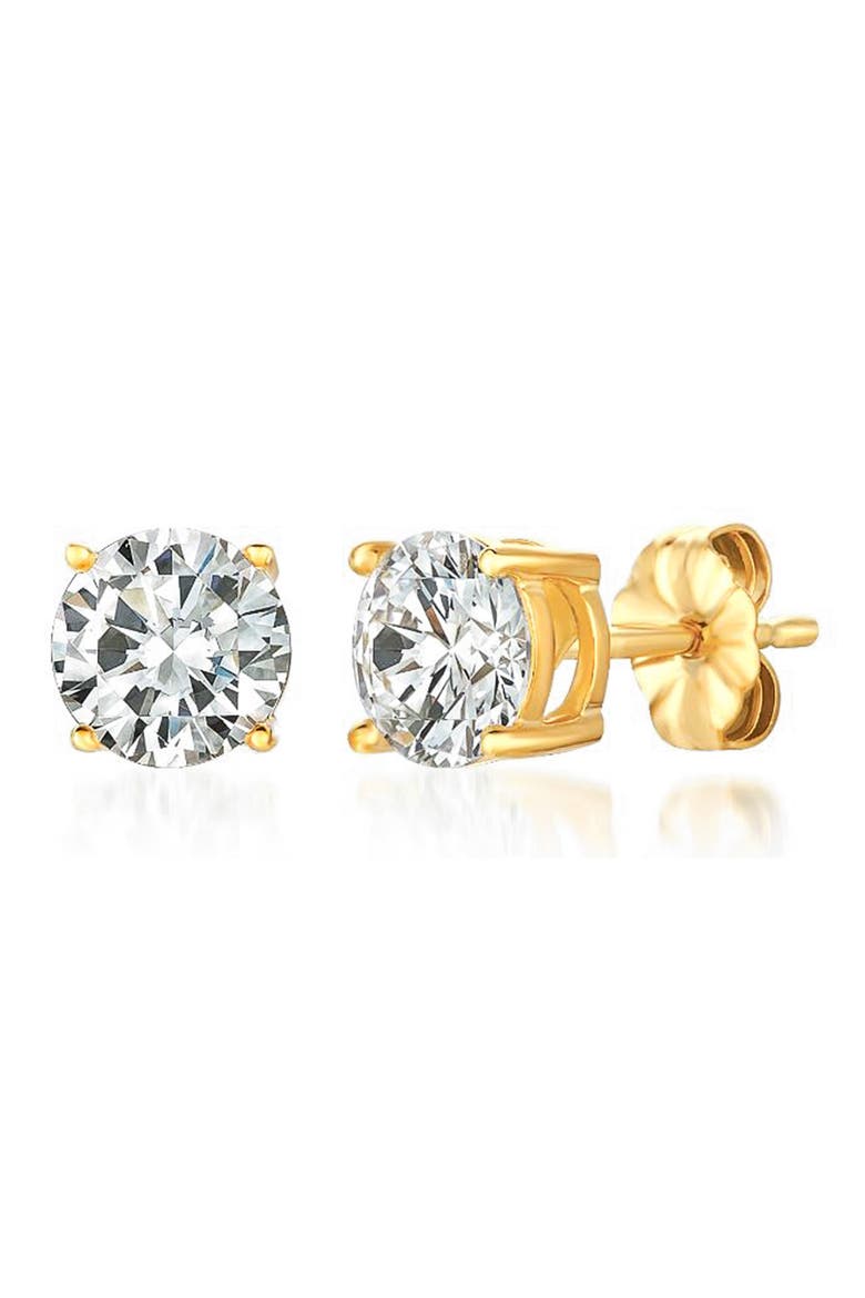 Cubic Zirconia Stud Earrings, Main, color, 18KT YELLOW GOLD