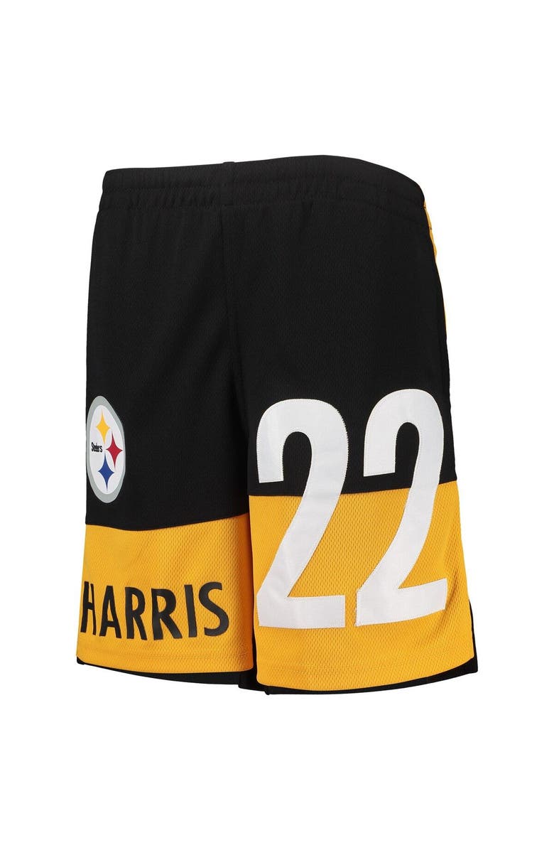 Outerstuff Youth Najee Harris Black Pittsburgh Steelers Name & Number Player Shorts, Alternate, color, 