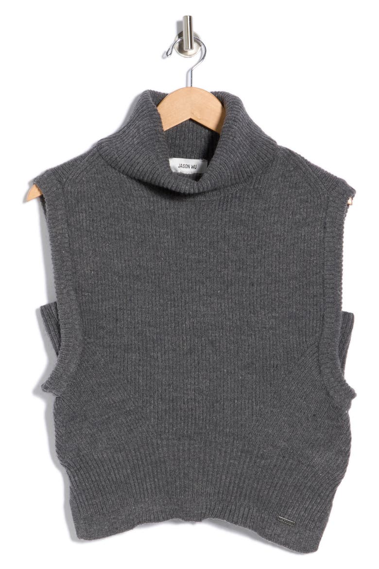 Sleeveless Turtleneck Sweater, Alternate, color, HEATHER GREY