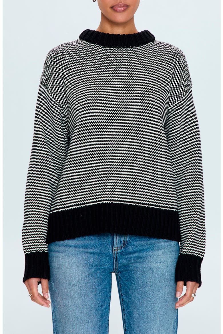 Jadine Cotton Mock Neck Sweater, Main, color, MIDNIGHT WHITE