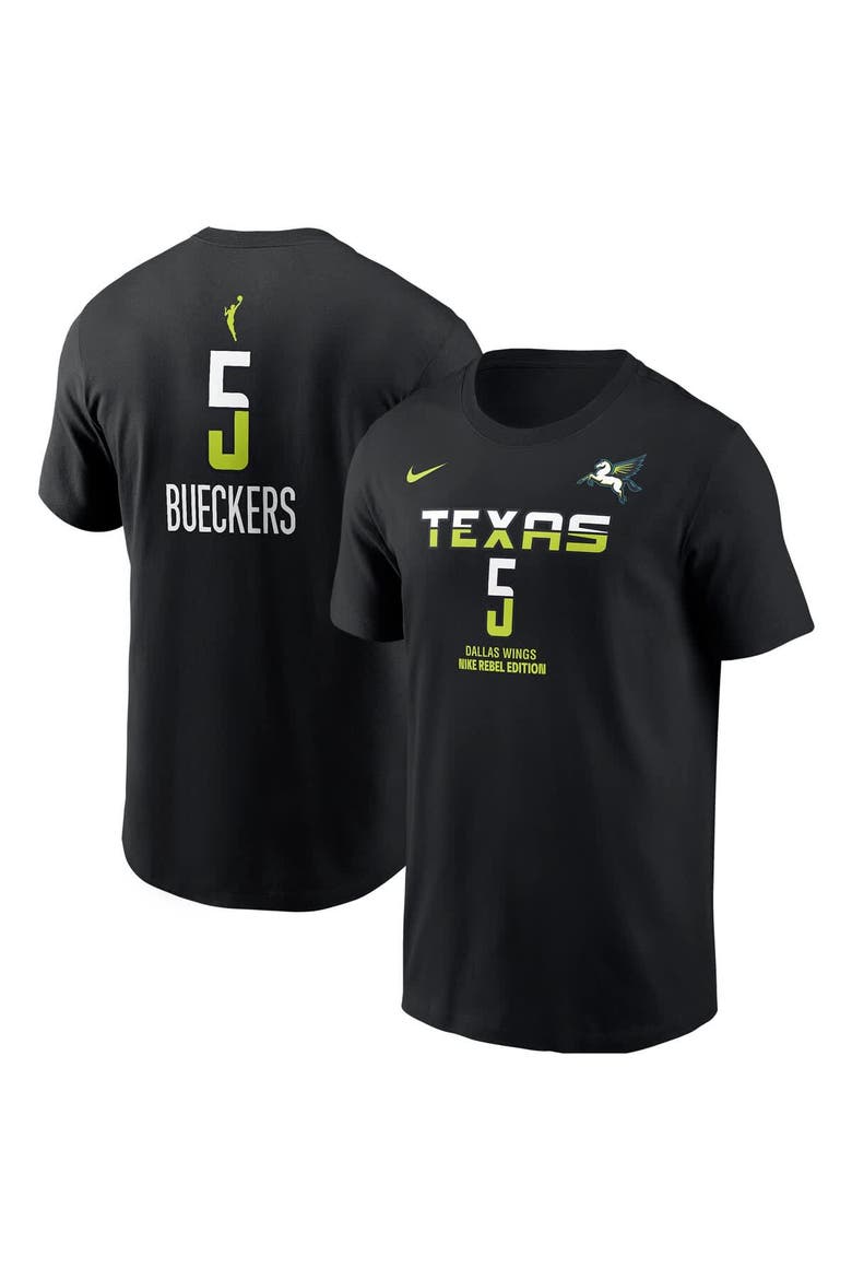 Men's Nike Paige Bueckers Black Dallas Wings 2025 WNBA Draft Rebel Edition Name & Number T-Shirt, Alternate, color, Black