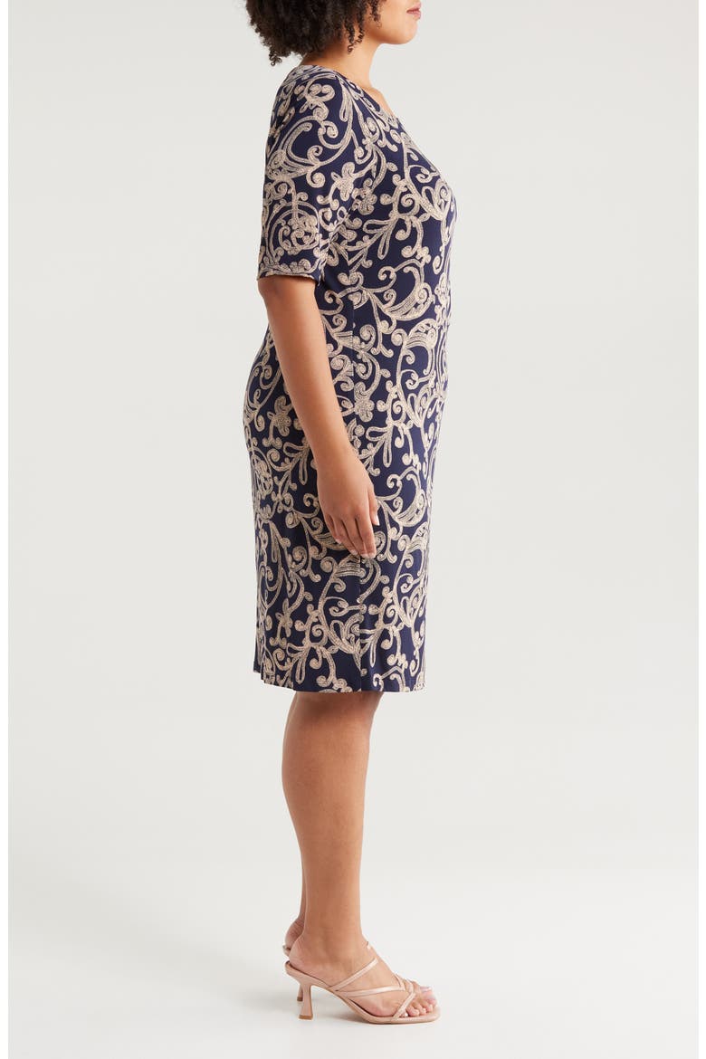 Paisley Sheath Dress, Alternate, color, INK