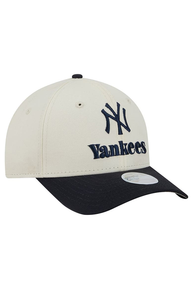 Women's New Era Cream/Navy New York Yankees Primary 9FORTY M-Crown Adjustable Hat, Alternate, color, Cream