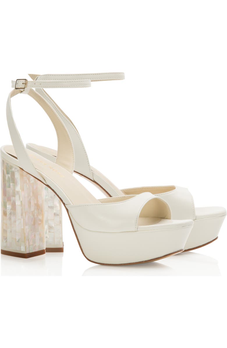 Freya Rose Margot Ankle Strap Pearl Platform Heel Sandal, Main, color, Ivory