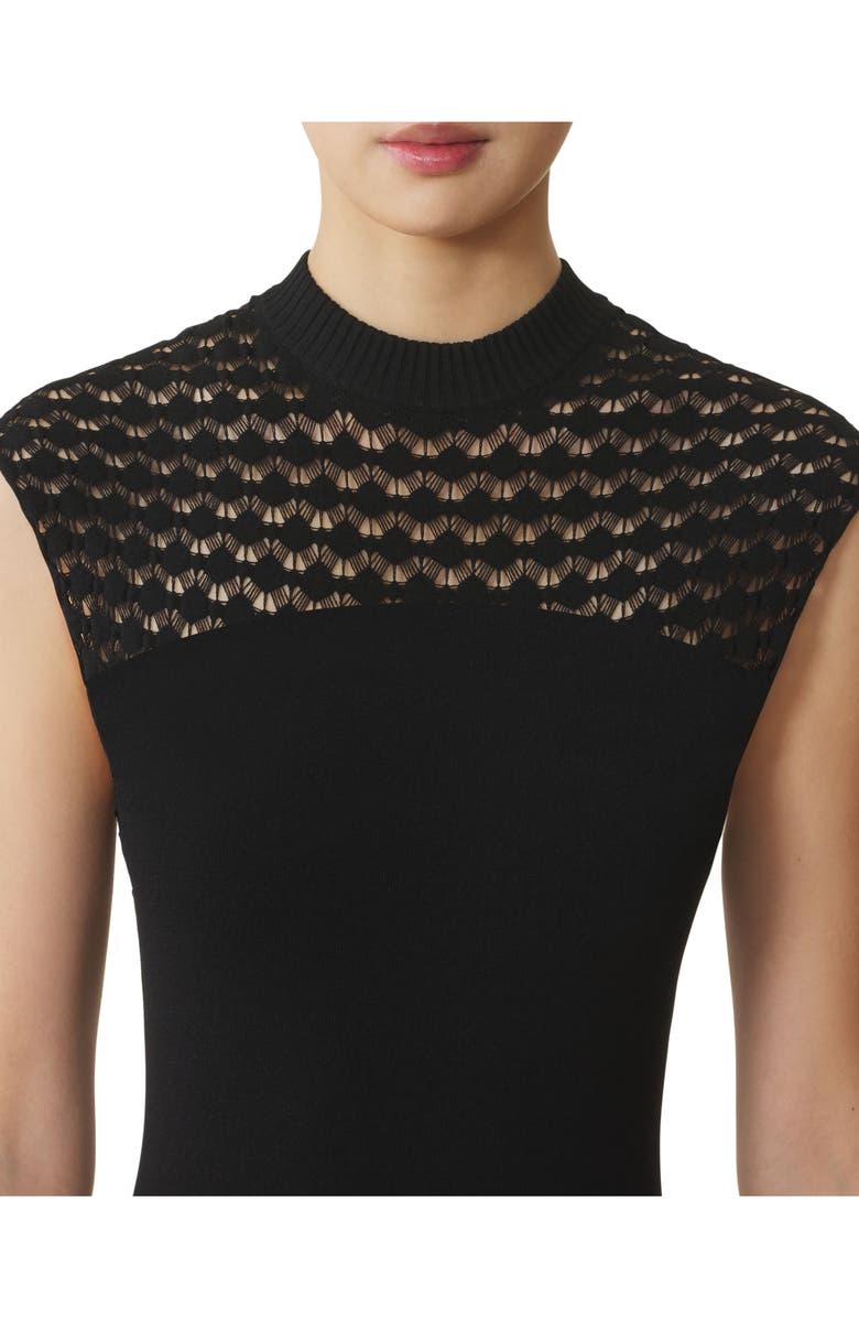 Lanvin Lace Detail Dress In Viscose, Alternate, color, Black