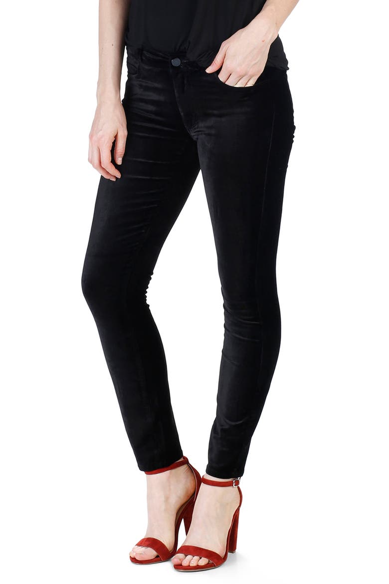 Verdugo Velvet Ankle Skinny Pants, Main, color, BLACK