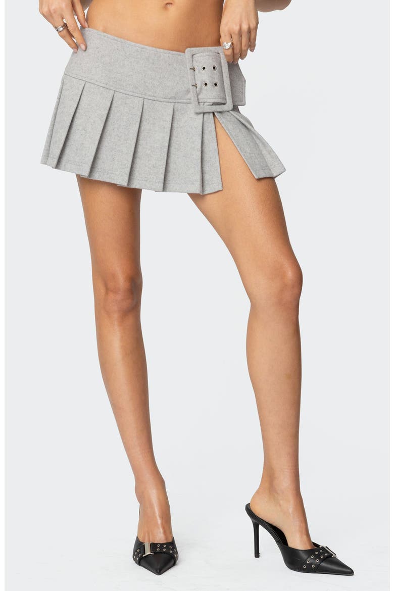 Tate Side Slit Pleated Miniskirt, Main, color, LIGHT-GRAY