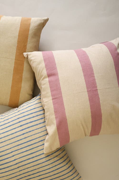 Ninéh Oh! Stripes Block Print Pillow In Pink